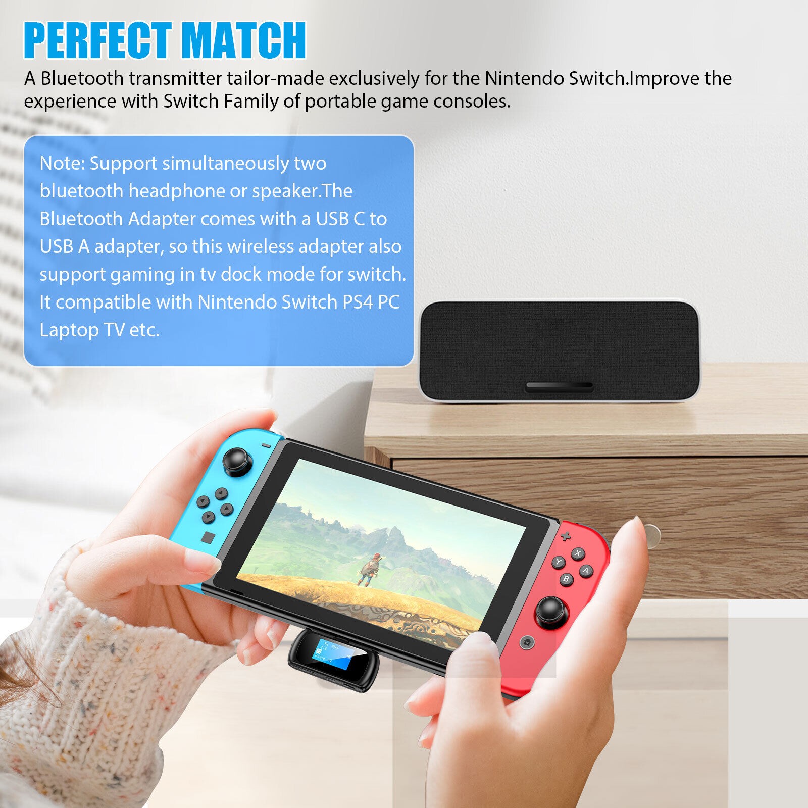 Bluetooth Transmitter Receiver With LCD Display Screen For Switch PS TV PC
