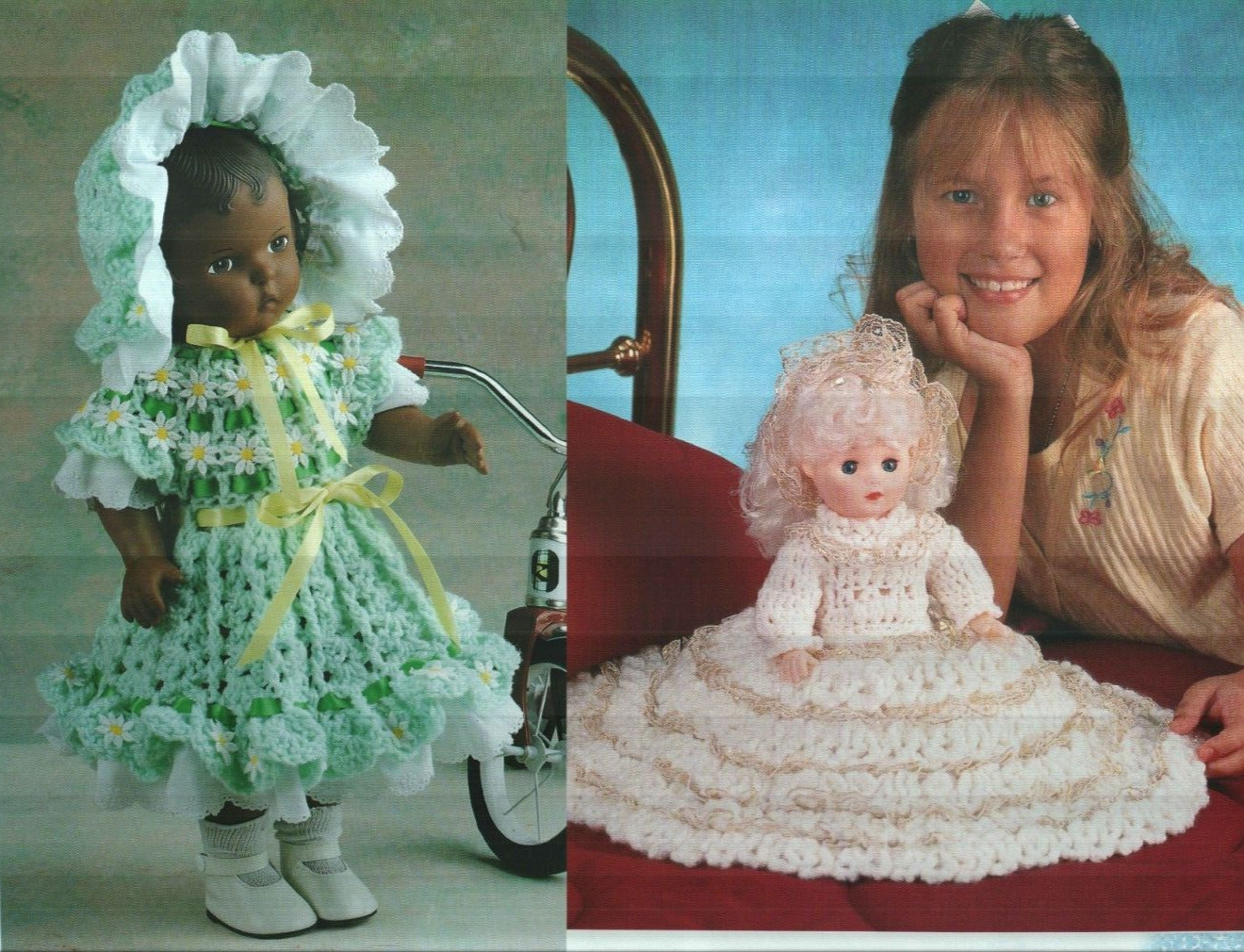 MISS DAISY & DIAMOND BRIDE PILLOW DOLL DRESSES CROCHET PATTERN INSTRUCTIONS