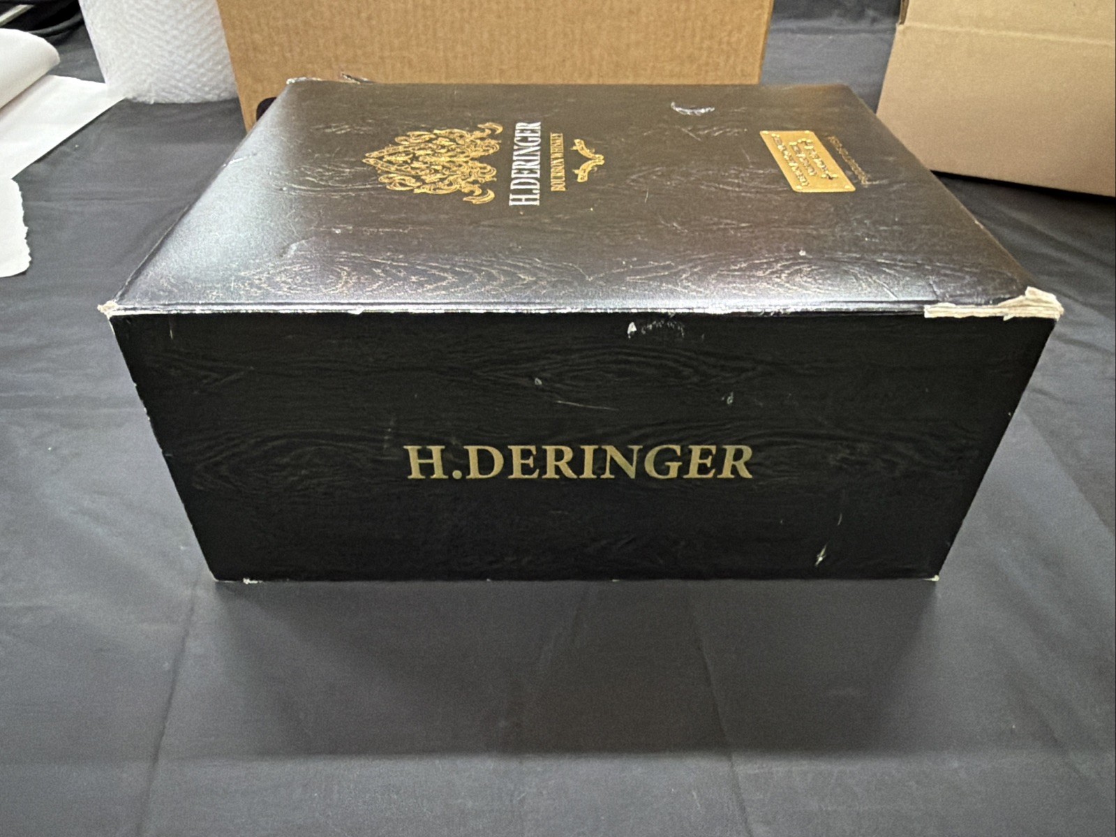 H. Deringer Bourbon Whiskey Bottle Small Batch - EMPTY - With Deringer Cork -i1