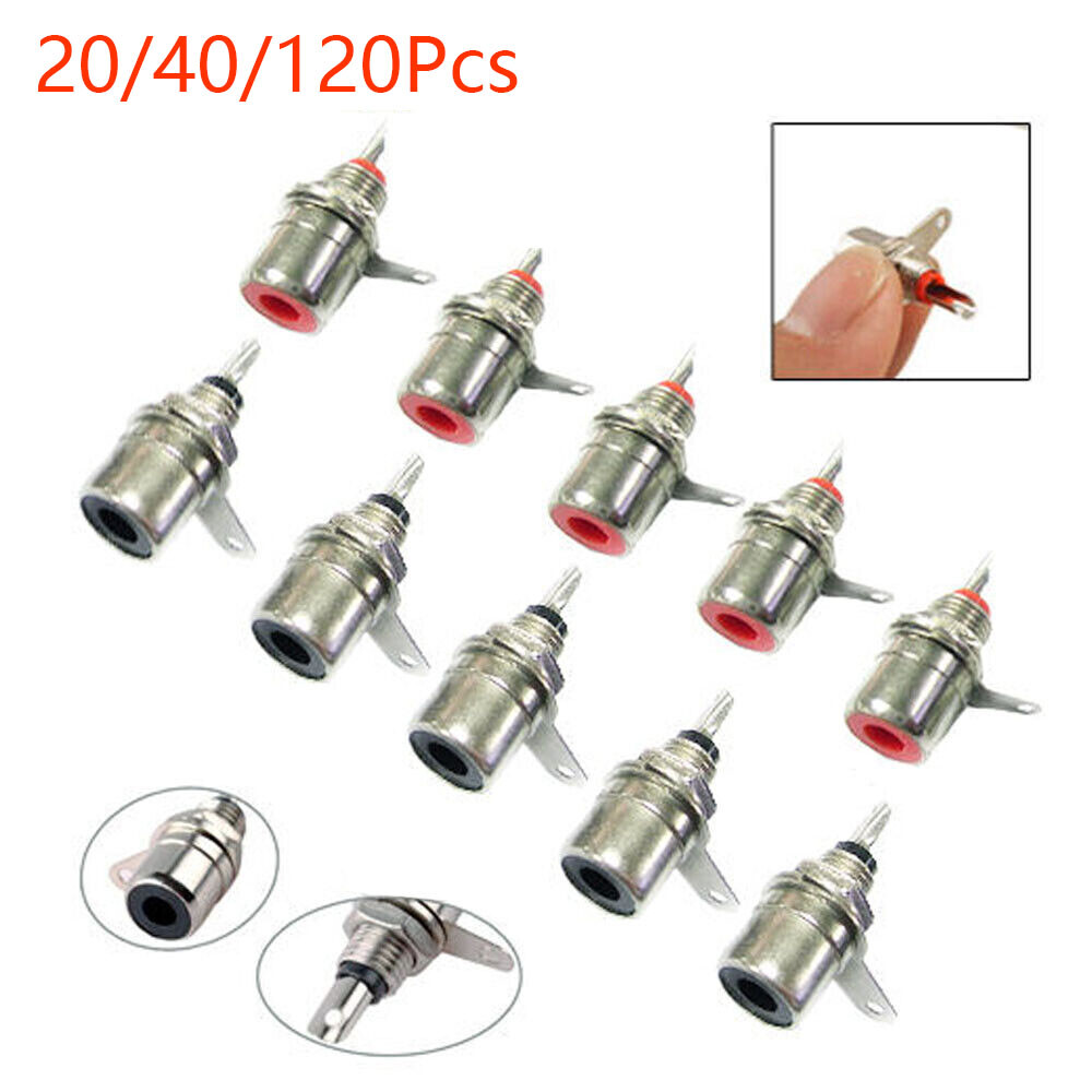 20/40/120x Metal RCA Phono Chassis Panel Female Jack Mount Connectors Socket