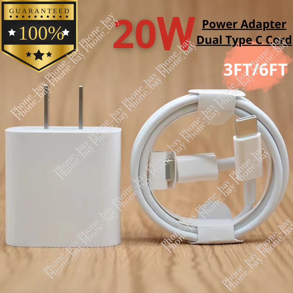 For iPhone 15 Pro Max Plus iPad Samsung PD 20W Fast Charger Dual USB C Cable Lot