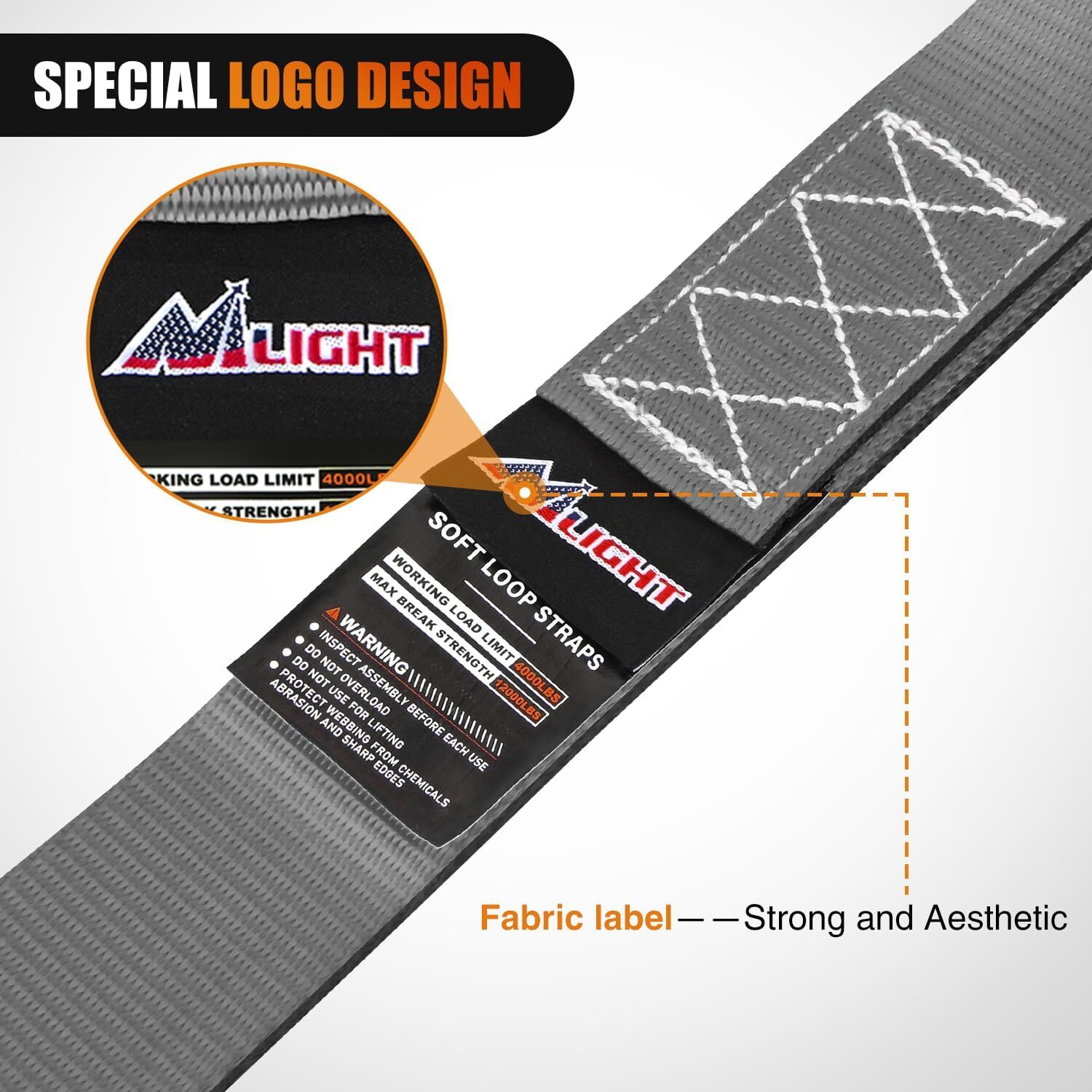 Nilight Motorcycle Tie Down Straps Max Break Strength 12000Lbs Grey