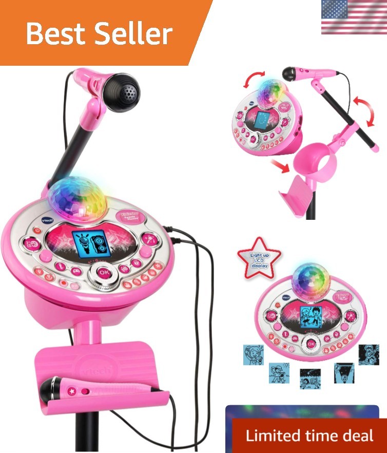 Kidi Star Karaoke Deluxe: 2 Microphones, AC Adapter, Music Magic Mode, Pink