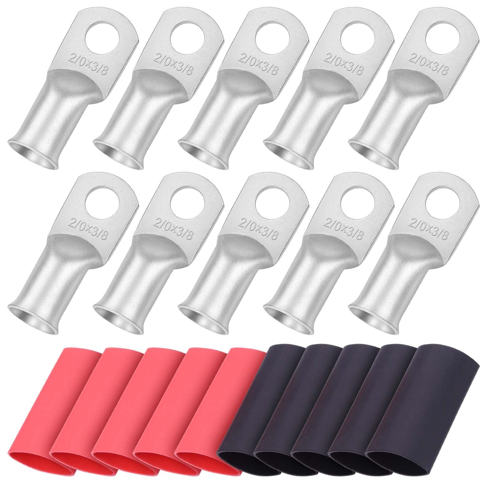 iGreely 10pcs 2/0 Guage 3/8 Wire Lugs Ring Terminal Connectors Ends 2/0 AWG H...