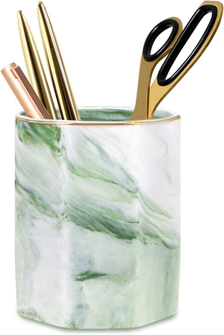 Ceramic Cute Pencil Stand Makeup Brush Holder Cup Marble Decorative