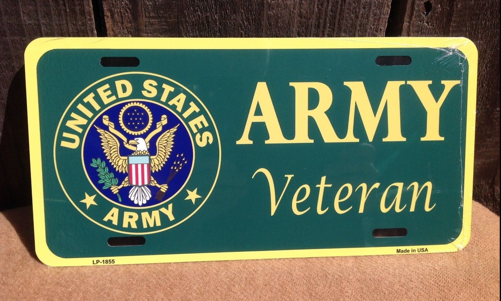US Army Veteran Green Military Metal License Plate Auto Car Truck Tag