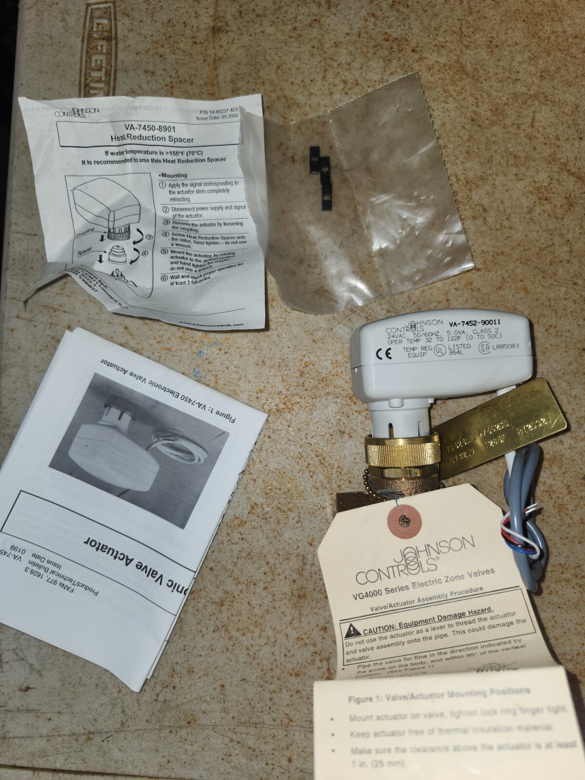 Johnson Controls VG420FC + 7452G0 VG5000 3-Way Valve Actuator 24V New Sealed