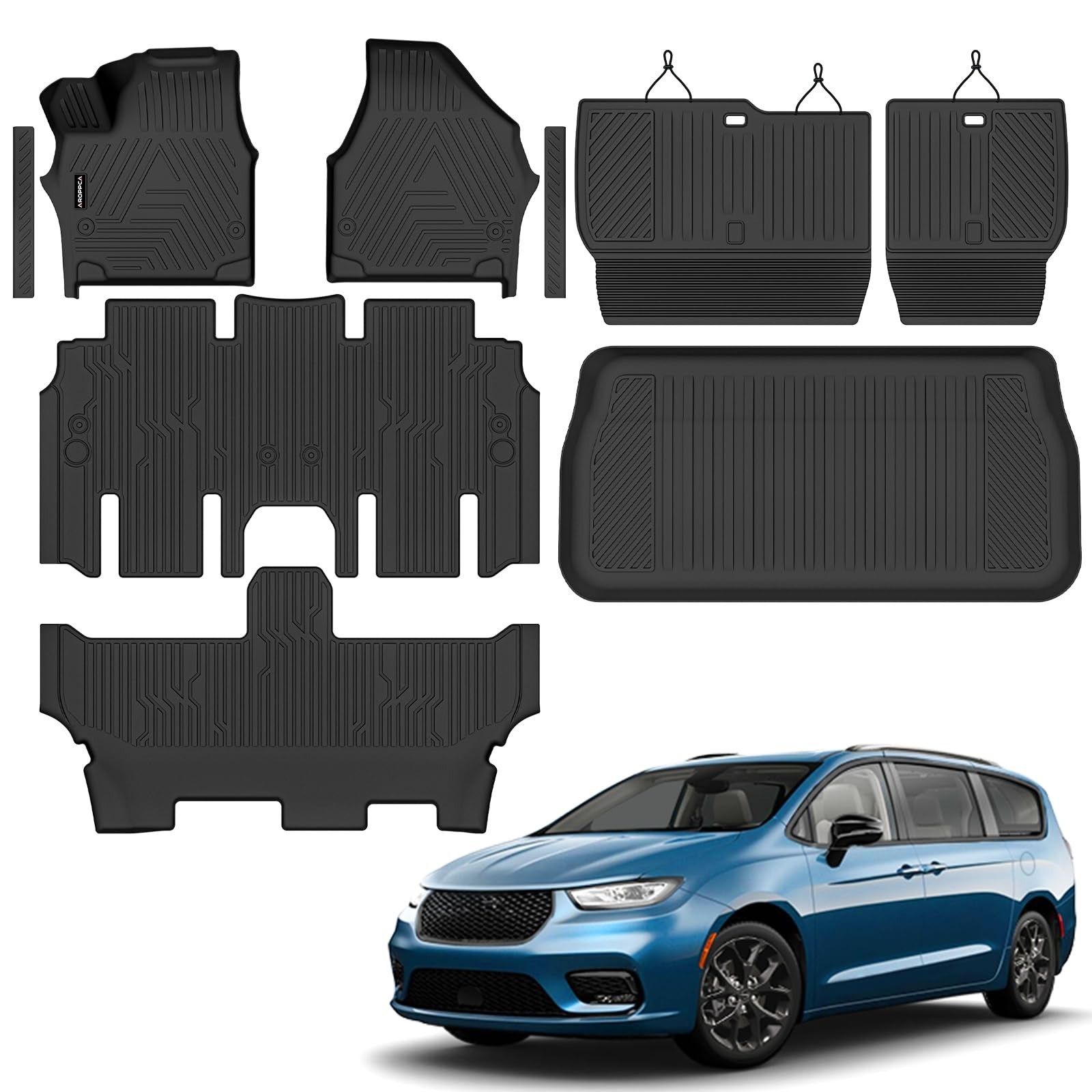 All Weather Floor Mats Cargo Liner with Backrest Mat for Chrysler Pacifica 20...