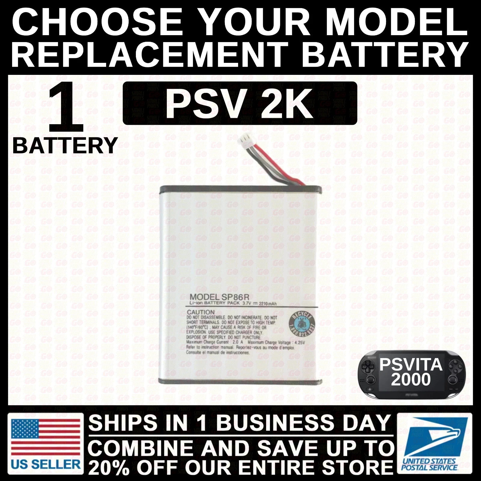 Replacement Battery For PSV PS Vita 2000 PlayStation SP86R 3.7V 2210 mAh Li-Ion