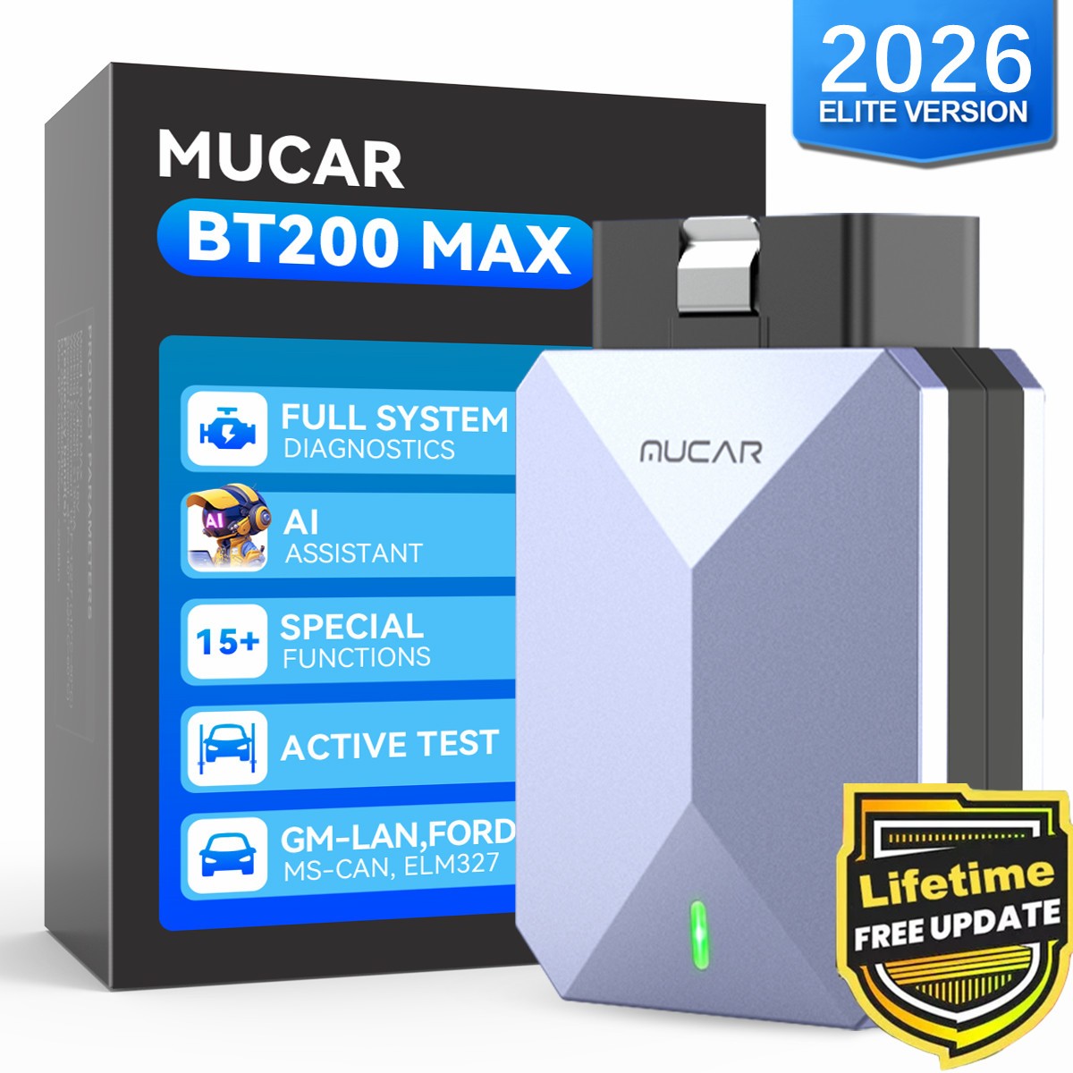 2026 MUCAR BT200 MAX Full System Car AI Diagnostic Tool OBD2 Scanner All Free