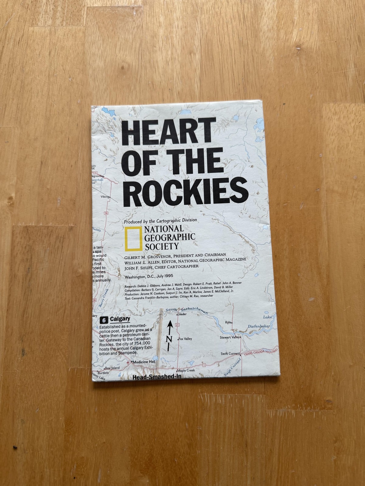 Vintage 1995 National Geographic Heart Of The Rockies Map Poster Above Rockies