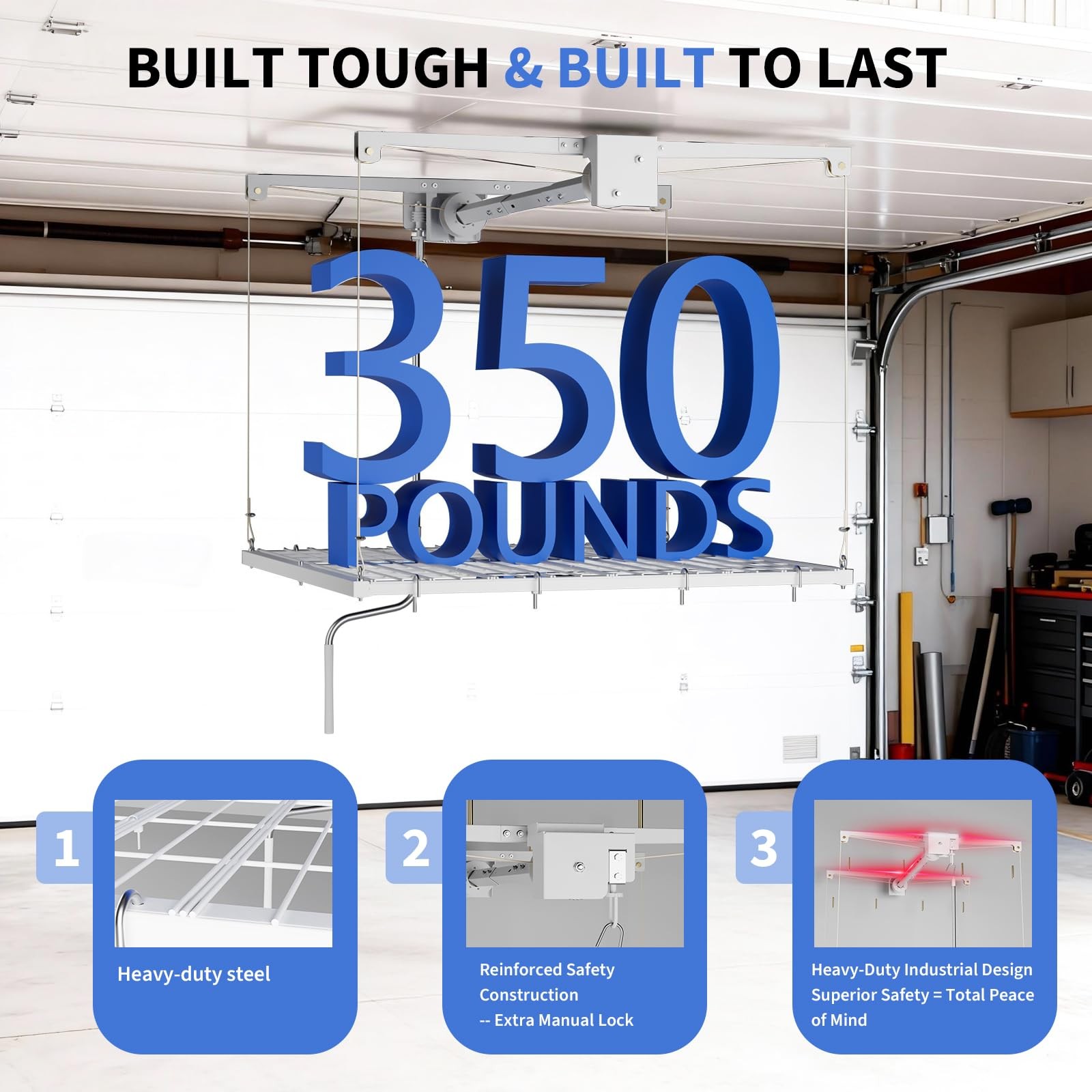 4x8 ft/ 4x4 ft Overhead Garage Lifting Storage Rack Ceiling Rack Garage Storage