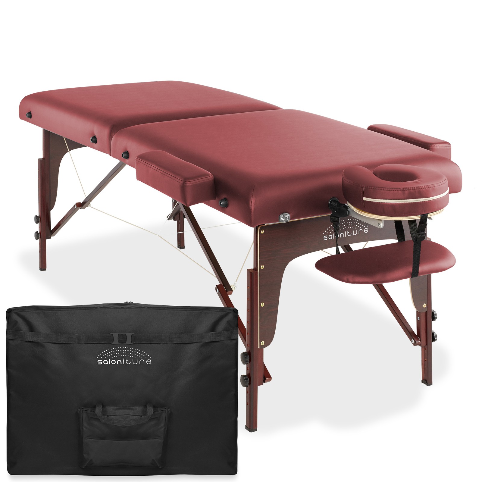 OPEN BOX - Portable Bi-Fold Massage Table w Reiki Panels in Burgundy
