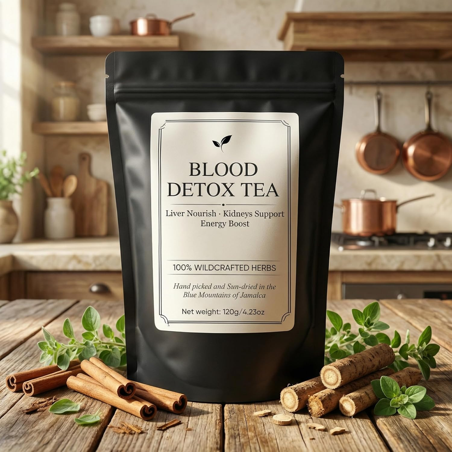 Jamaican Healing Garden Blood Detox Tea, Wildcrafted Herbs with Guaco, Burdock R