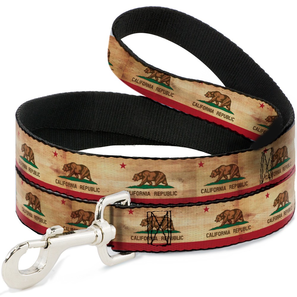 Dog Leash California Flag Continuous Vintage NARROW 0.5"