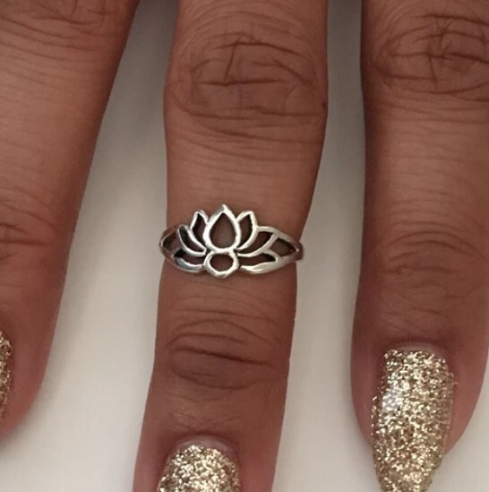 CHRISTMAS GIFT 4 WOMEN'S Solid Metal Adjustable Lotus Toe Ring 925 Silver