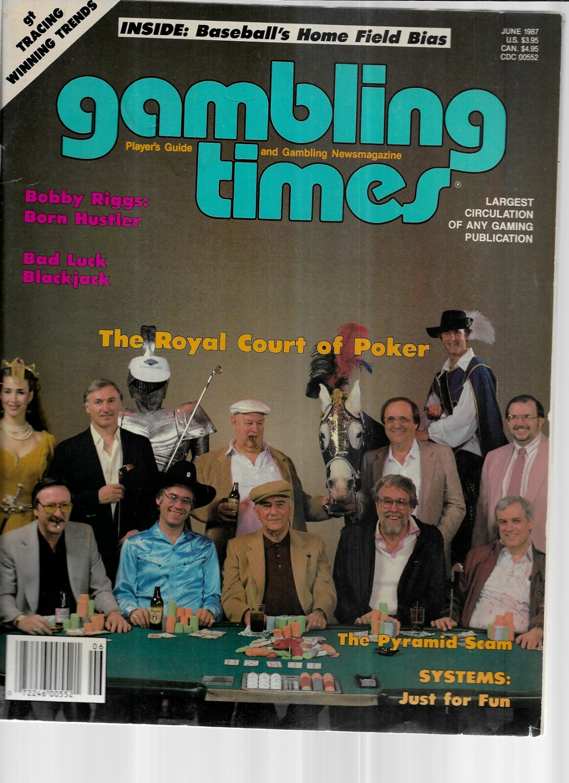 GAMBLING TIMES JUNE 1987-BOBBY RIGGS BORN HUSTLER, THE ROYAL COURT OF POKER