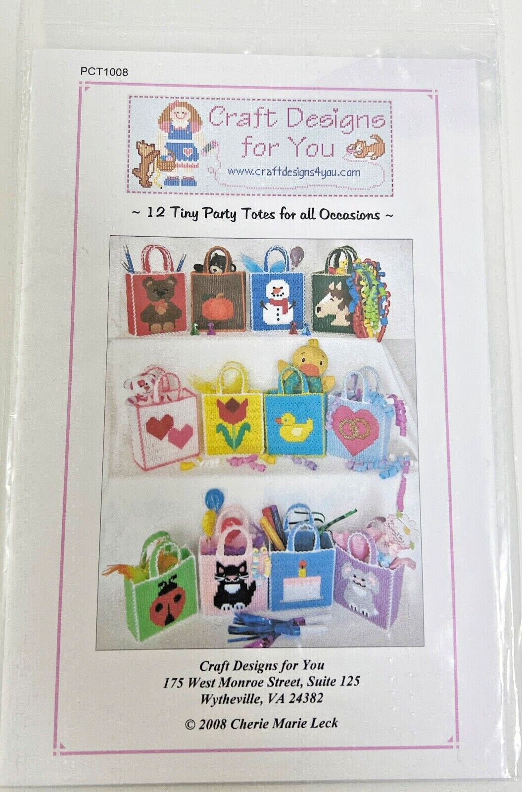 12 Tiny Party Totes For All Occasions PCT 1008 Pattern 2008 By Cherie Marie Leck