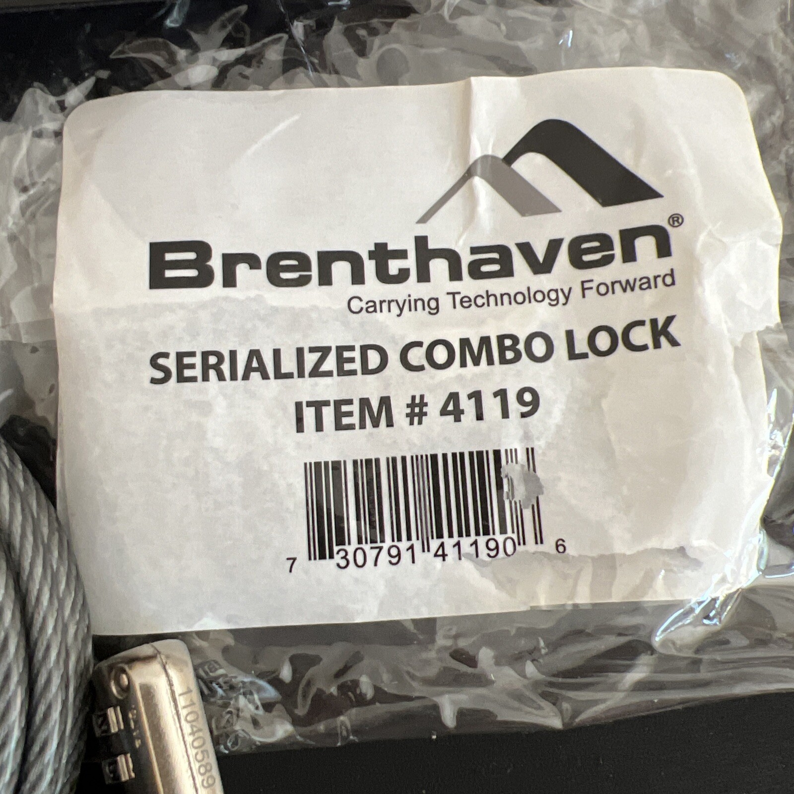 COMBINATION SERIALIZED LAPTOP LOCK MODEL #4119 BY BRENTHAVEN
