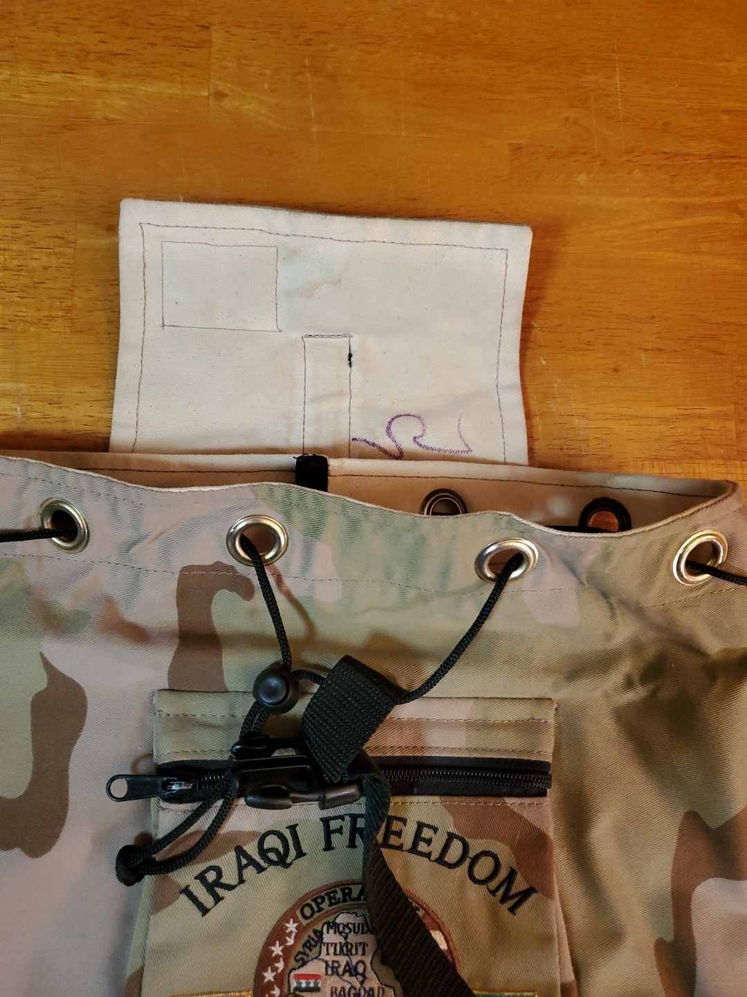 Operation Iraqi Freedom Kuwait souvenir Small Child backpack desert camo