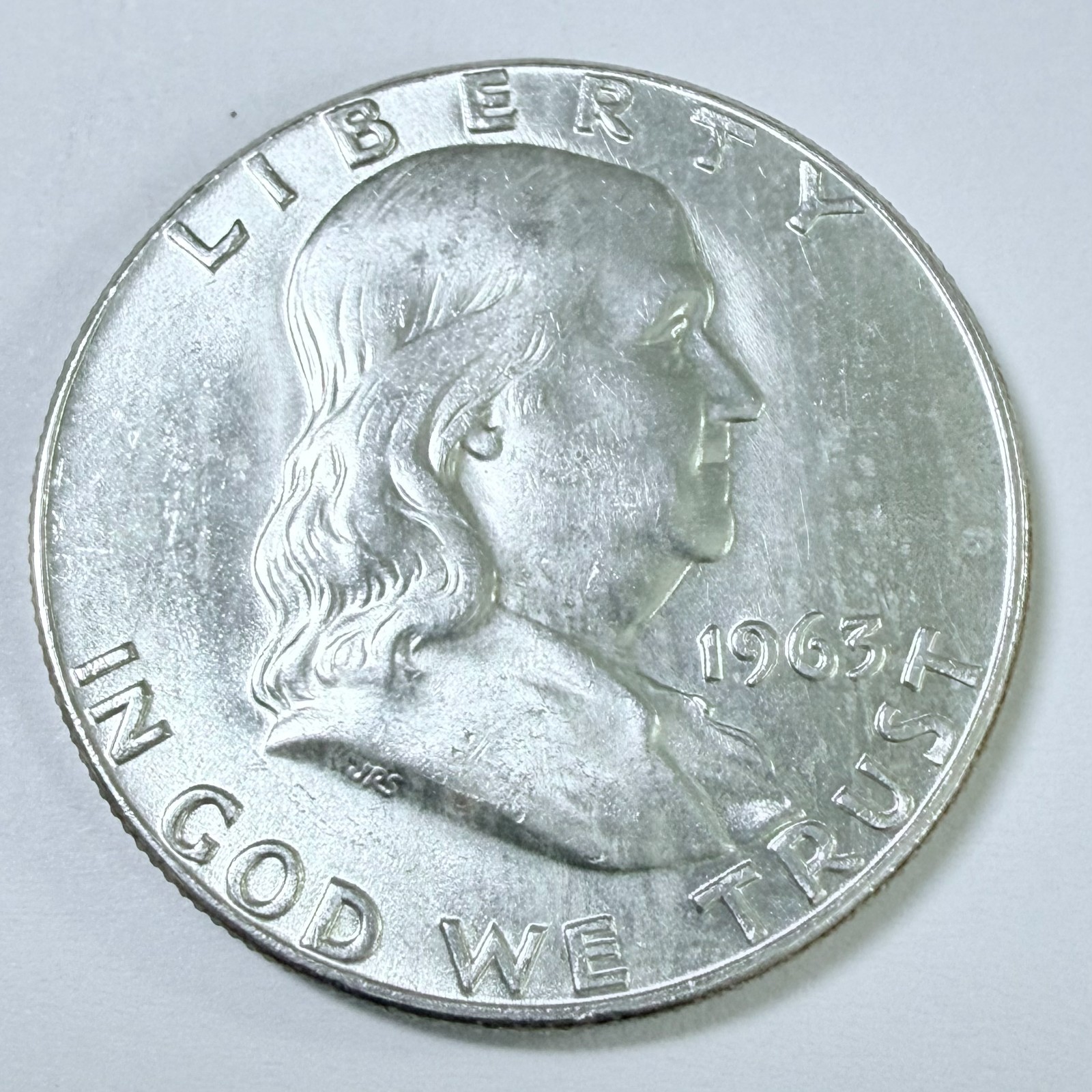 1963-D Franklin Silver Half Dollar 90% Silver About Uncirculated Details #10347