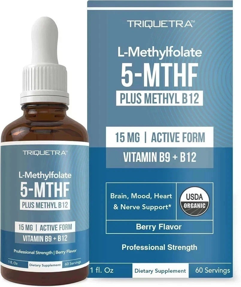 15 MG 5-MTHF L-Methylfolate Plus Methyl B12+B9 Nutrient Support Daily Vitamin