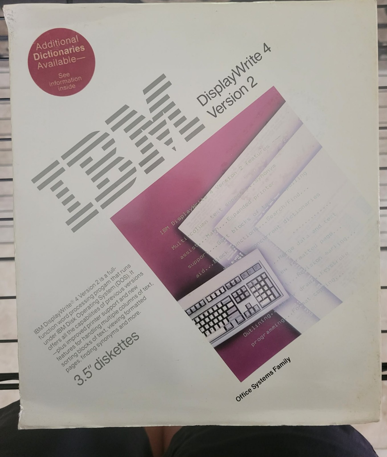 IBM DisplayWrite 4 Version 2 word processing program for IBM DOS vintage 1988