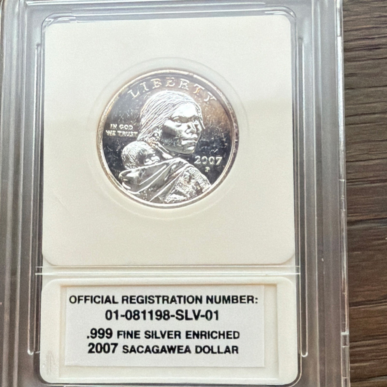 Five (5), 2007 Sacagawea .999 Silver Plated.