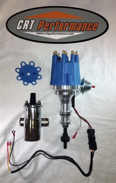 FORD FE 352-360-390-427-428 BLUE Small Cap HEI Distributor + CHROME 45K Coil