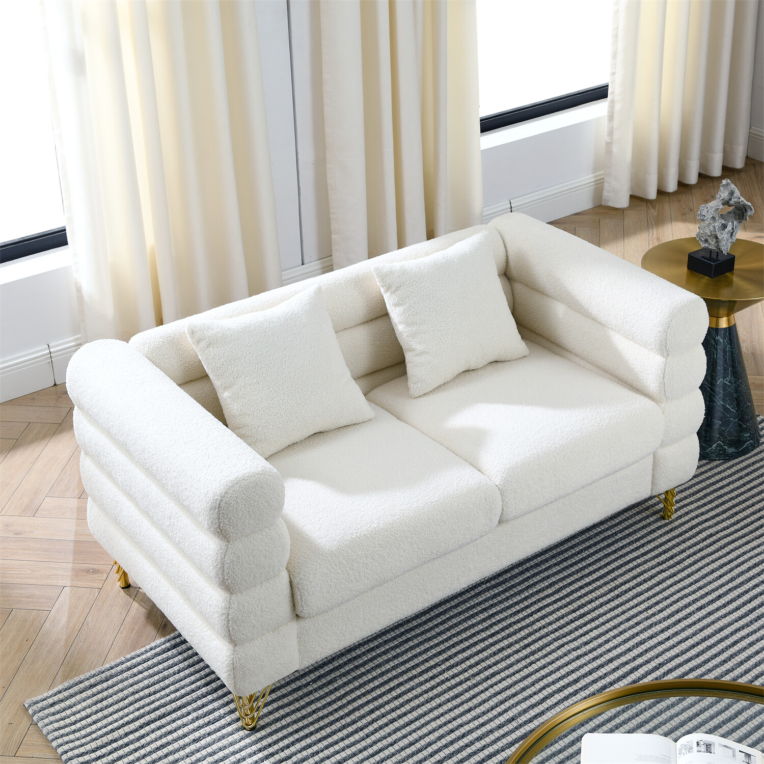 60'' Loveseat Sofa Couch 2-Seater Upholstered Sofa Couch Living Room Sofa