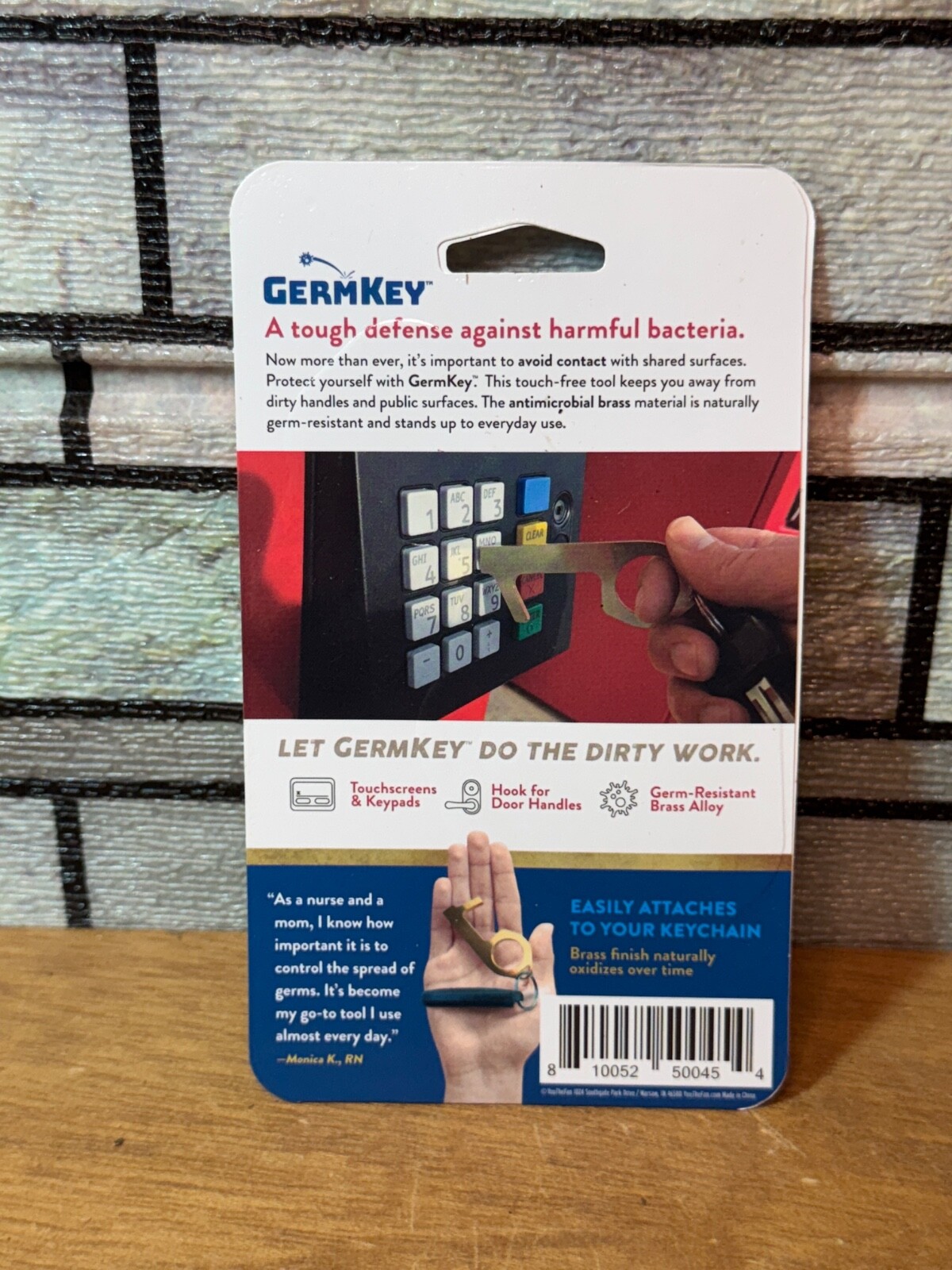 GermKey Brass Germ Free Antimicrobial Tool Brand New Free Shipping