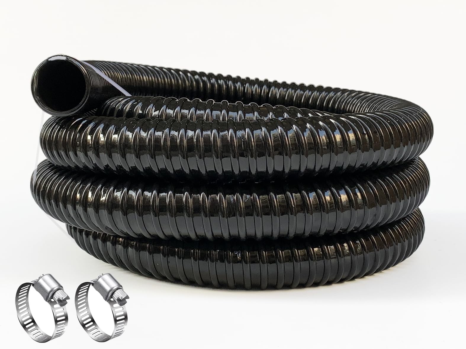 Pond Tubing 1 1/4"Id Black Plastic Corrugated Water 1.25 inch x 10Ft,