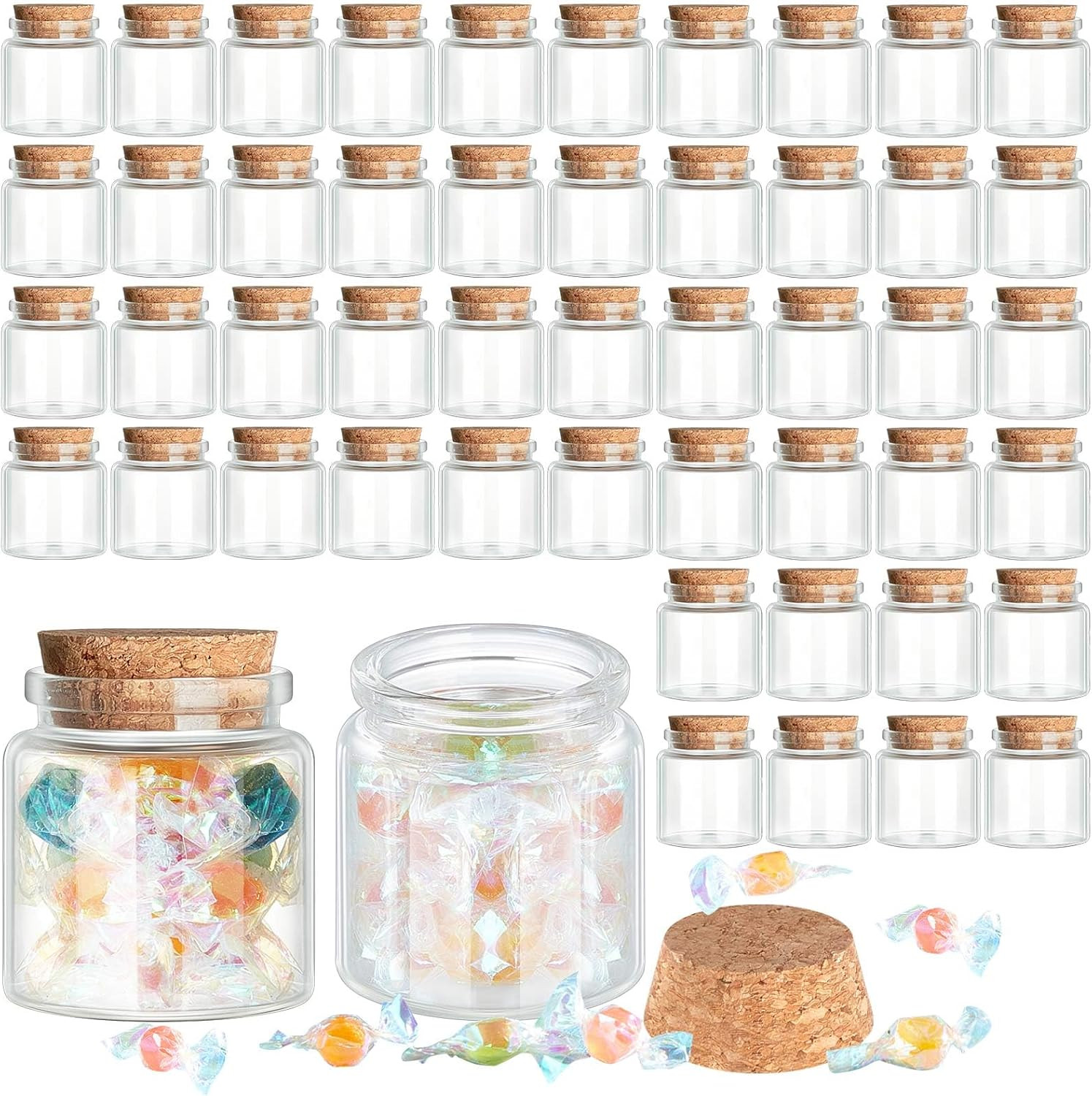 24 Pcs Small Glass Jars with Cork Lids, Mini Potion Bottles Bulk Tiny Wishing Vi