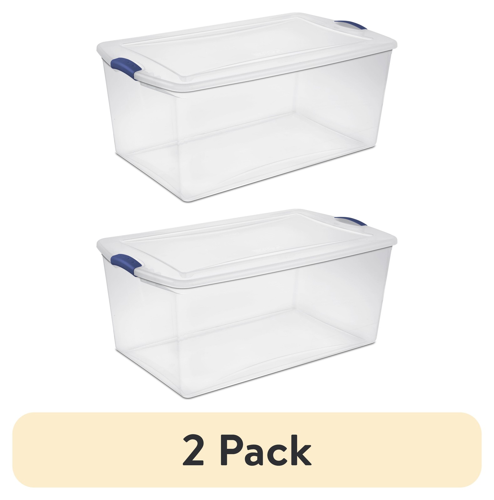 105 Quart Latch Box, Clear Plastic Storage Bin with Clear Lid, Blue L