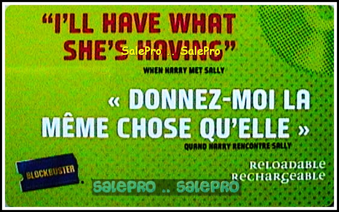 BLOCKBUSTER I HAVE WHAT SHE'S HAVING WHEN HARRY MET SALLY COLLECTIBLE GIFT CARD