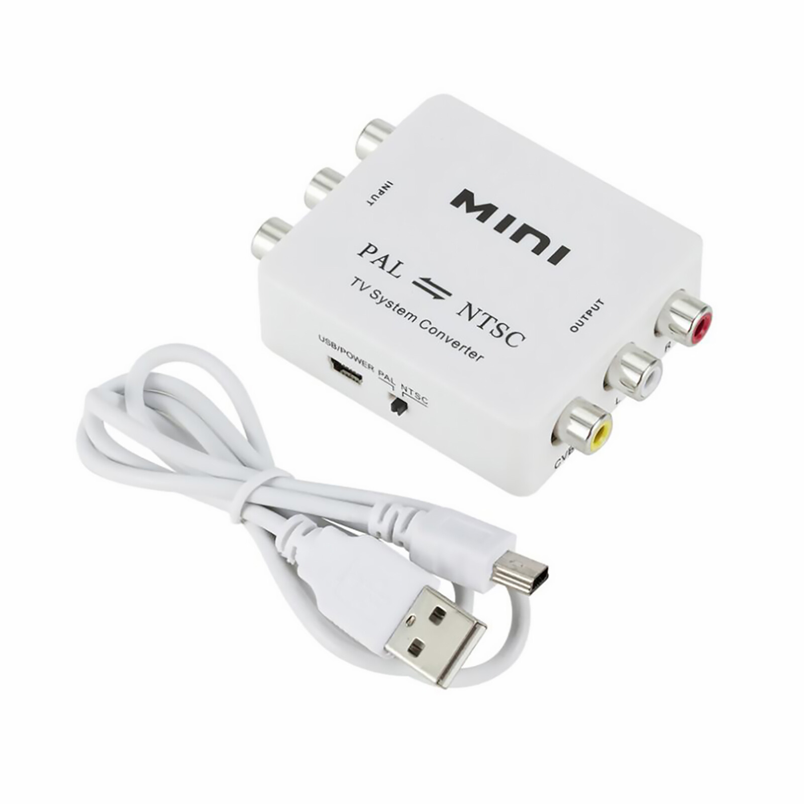Dual-Way 3 RCA TV System Converter Format Video USB Powered PAL NTSC Converter F