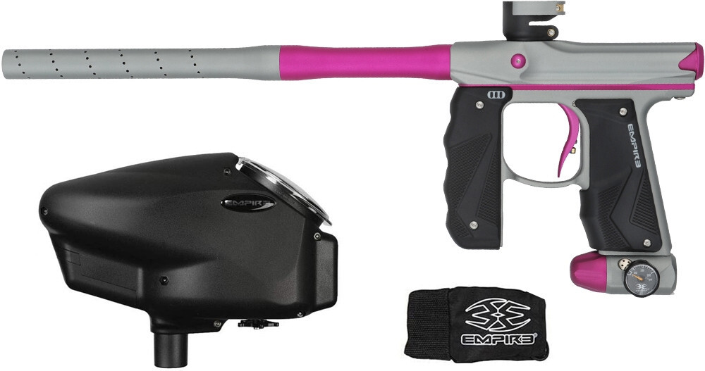 Empire Mini GS Dust Gray/Dust Pink Paintball Gun w/Halo Too Loader Grey Combo