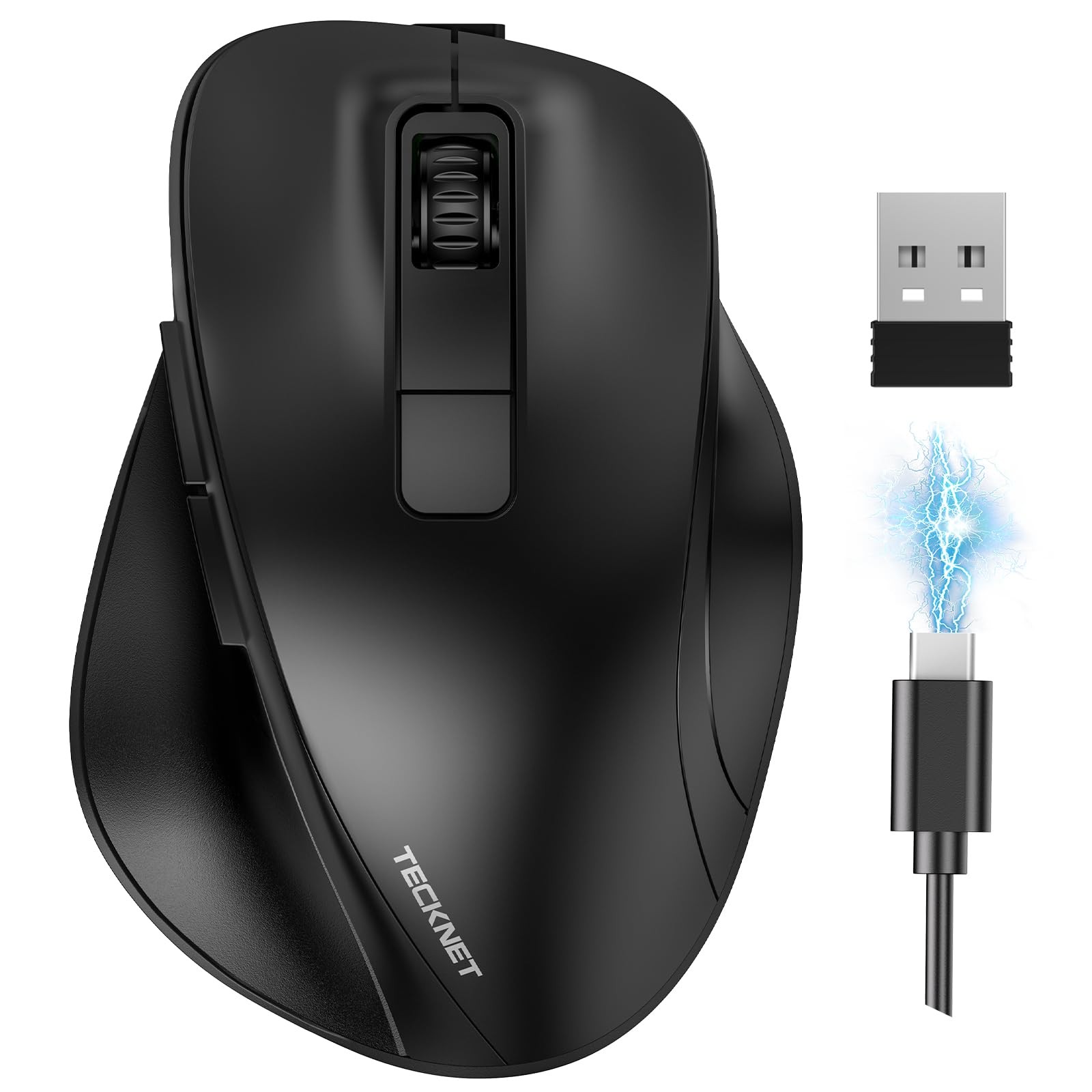 TECKNET Wireless Mouse, Bluetooth Mouse (BT5.0/3.0 & 2.4G) Rechargeable 4800 ...