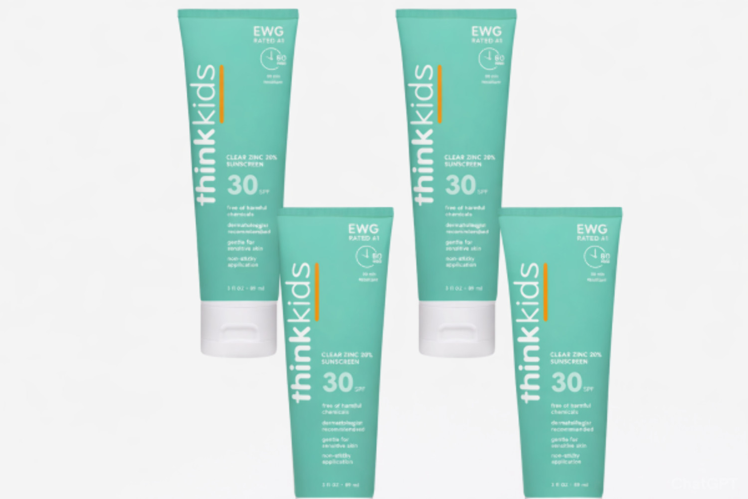 4x Thinkkids SPF 30 Mineral Sunscreen, Clear Zinc Oxide, 3 fl oz – Kids