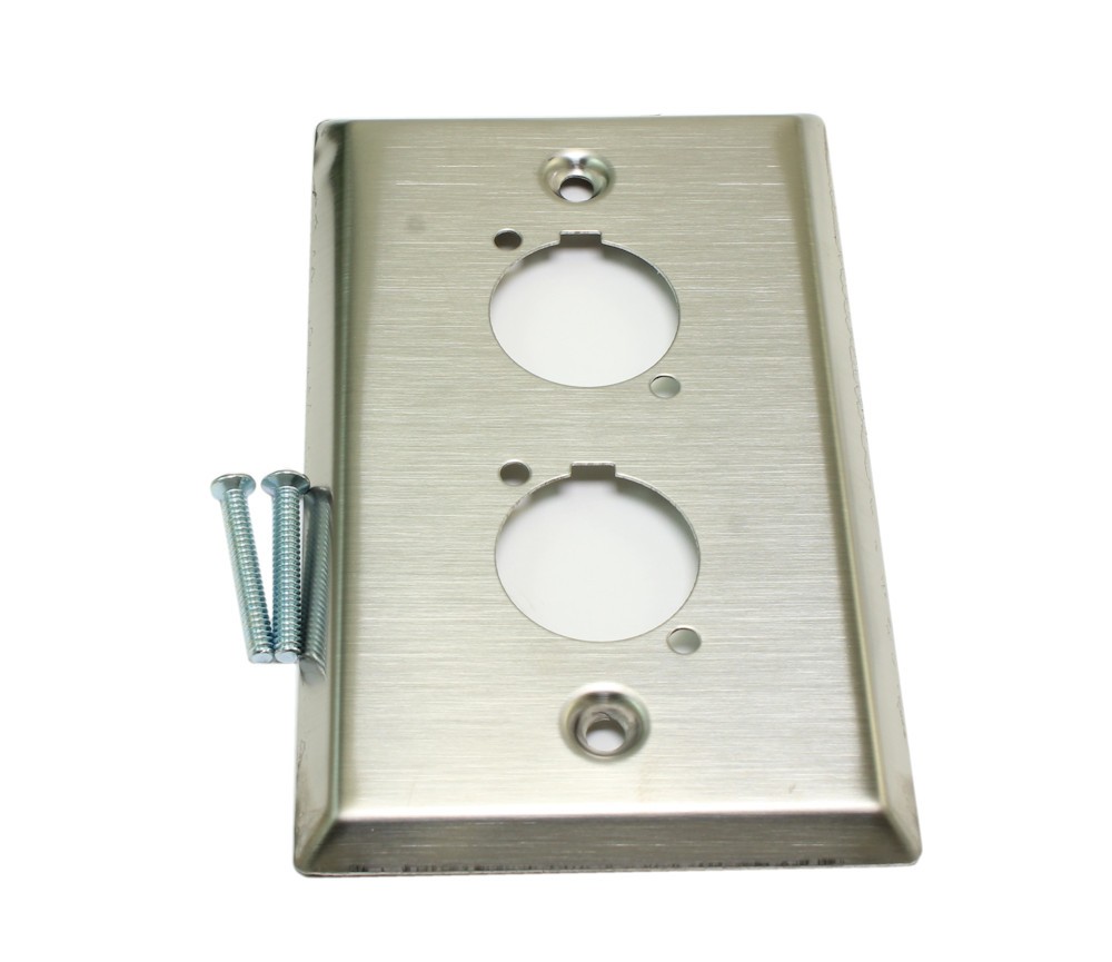 Wallplate: 1 Gang / 2 Hole D-Series/Neutrik Connector Plate  Stainless