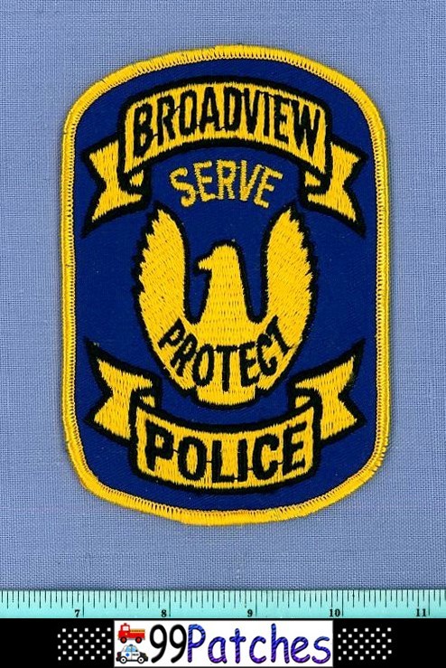BROADVIEW (Old Vintage) ILLINOIS Police Shoulder Patch GOLD EAGLE CHEESECLOTH 6G