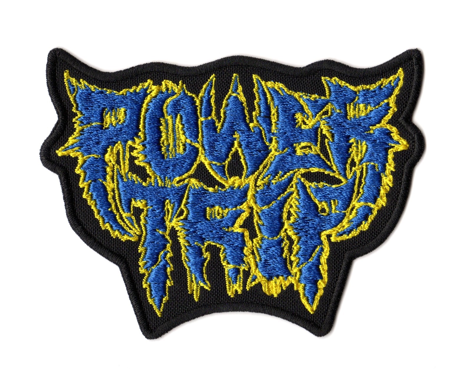 Power Trip Patch Embroidered Sew On Band Blue Yellow Logo Thrash Metal Punk