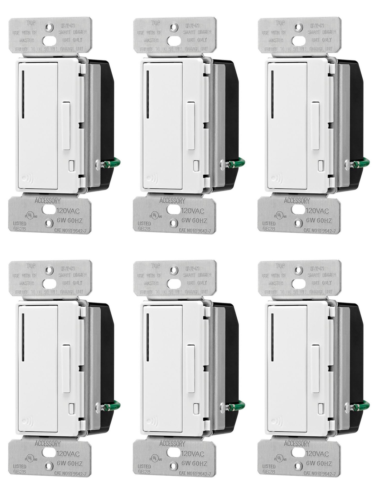 (case of 6) EATON RF9642-ZDW Z-Wave Plus Accessory Dimmer, White