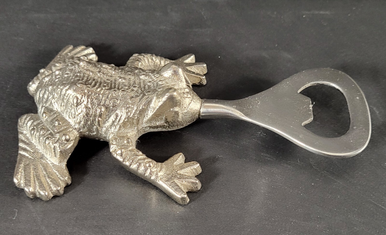 Silver Stainless Figural Frog Bottle Opener 5.5 Inches Long by Two's Company