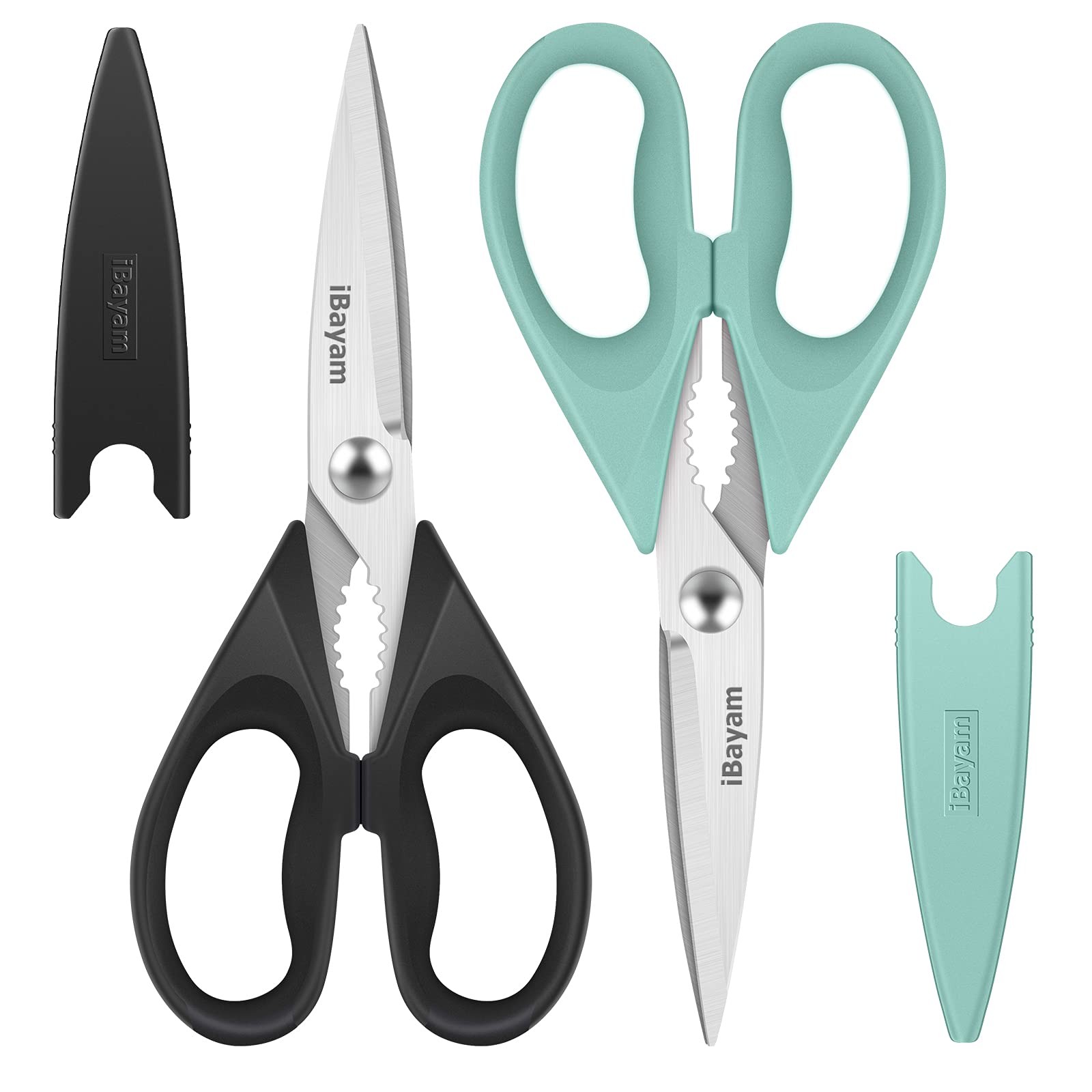 iBayam Heavy Duty Kitchen Shears, Stainless Steel, Soft Grip, Sheath