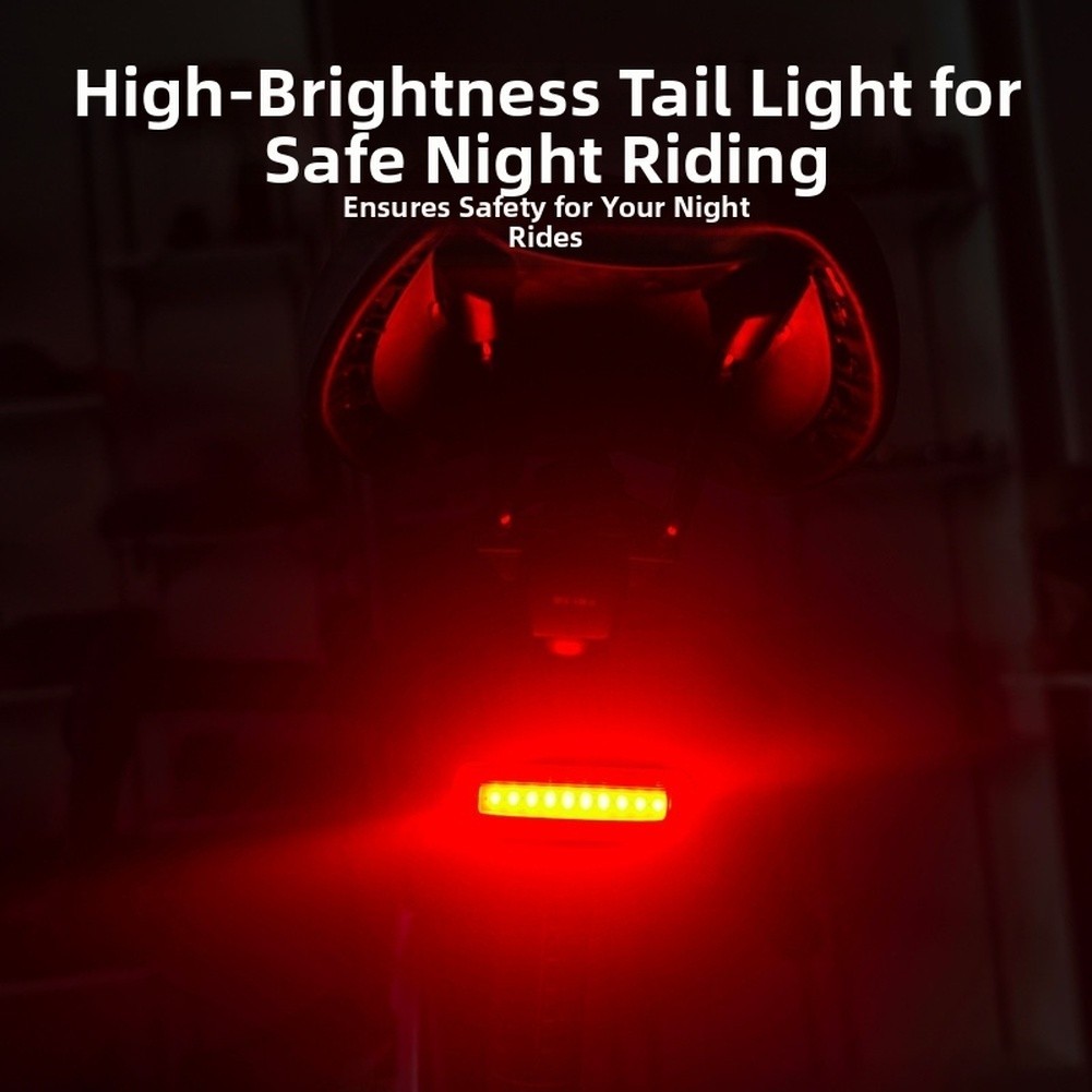 Bike Tail Light USB Rechargeable Taillight with Rubber Strap for Night Cycling