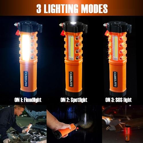 Multi-Function Emergency Car Flashlight, Essential Car Escape Tool, Life Orange