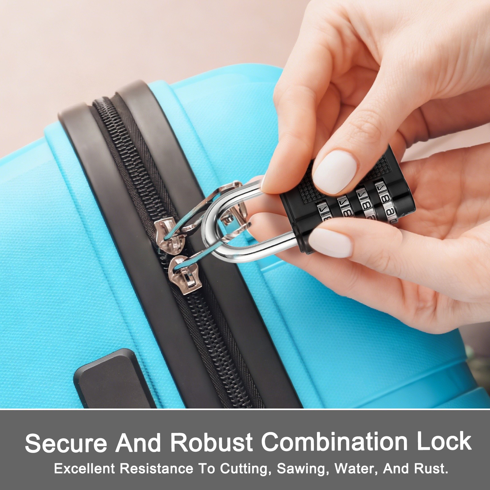 Combination Padlock (Large, Black), 4-Digit Shackle Code Locks