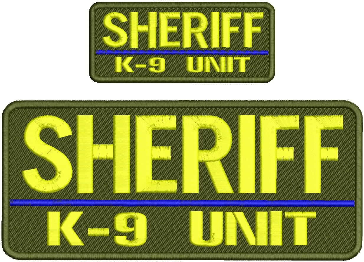 Collectible 2 Embroidery Patch Sheriff K-9 Unit 4x10 &2x5 Yellow On Od Green