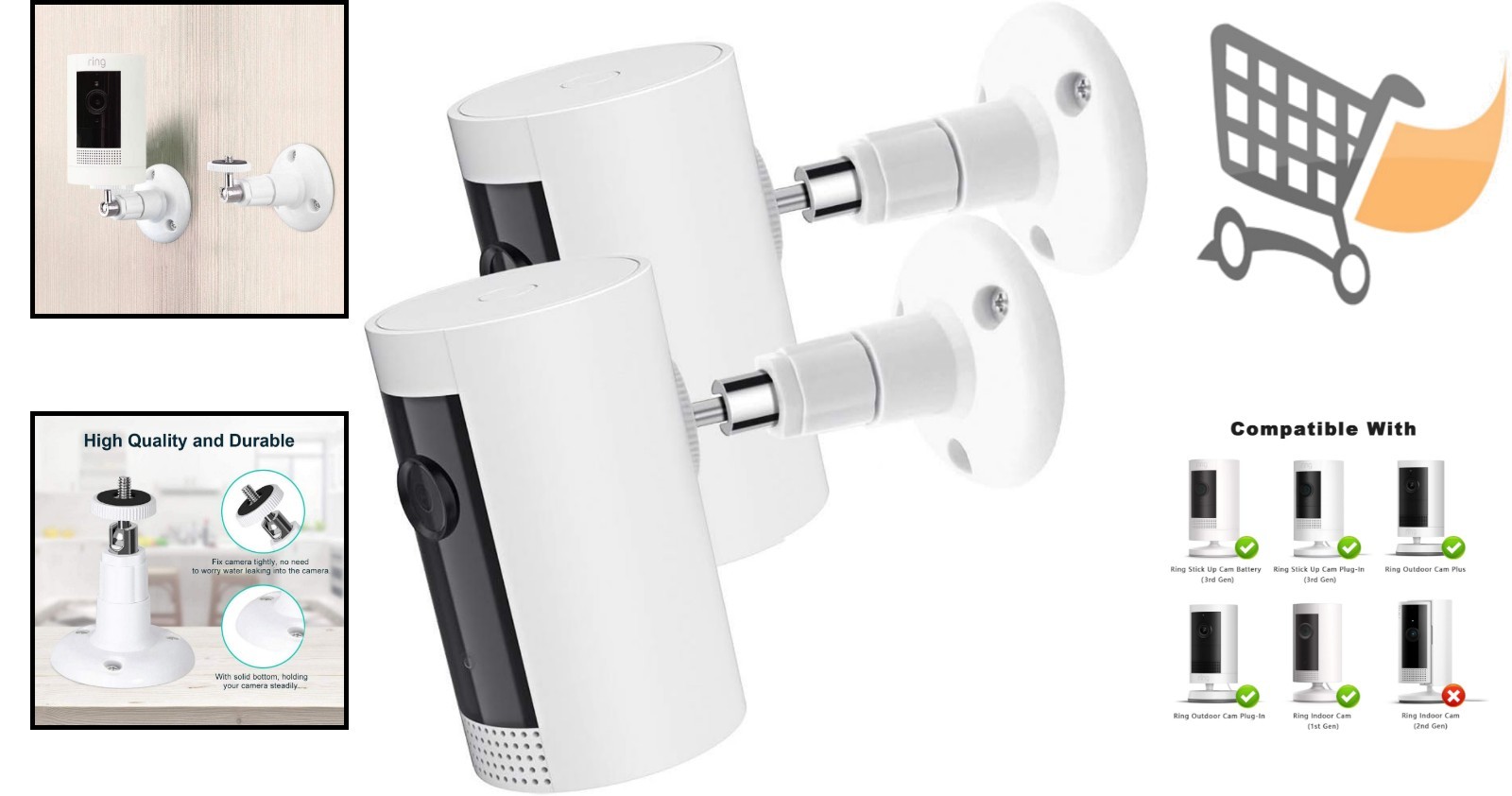 2Pack Ring Camera Wall Mount Compatible with Indoor Outdoor Security Cam